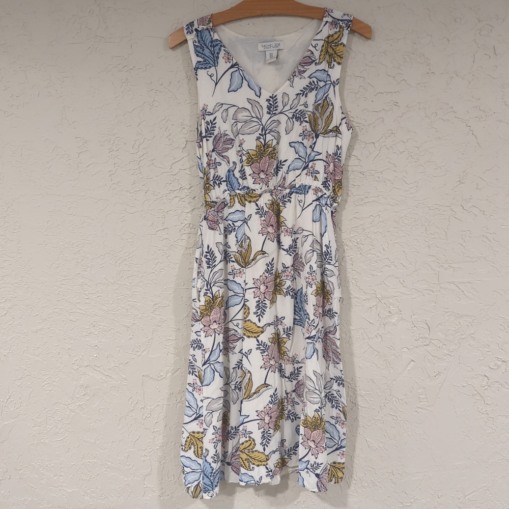 Rachel Zoe White Floral Sleeveless Dress Knee Length Women's 4 Easter Spring
